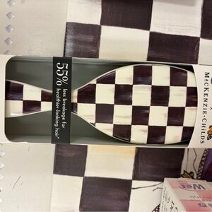 MacKenzie-Childs Black and Cream Checkered Hair Brush